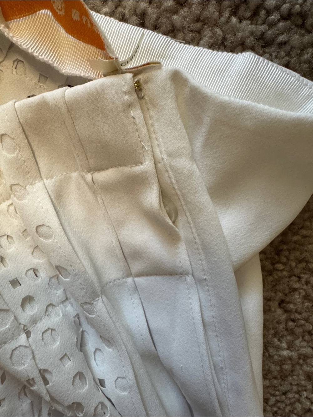 Tory Burch White Eyelet Pleated Midi Skirt - Picture 3 of 3